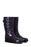 Hunter Refined High Gloss Quilted Short Rain Boot In Aubergine
