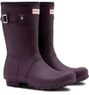 Hunter Original Short Back Adjustable Waterproof Rain Boot In Black Grape