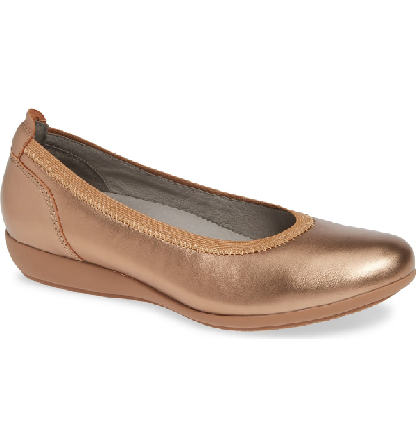 Dansko Kristen Ballet Flat In Rose Gold Leather | ModeSens