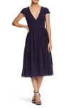 Dress The Population Corey Chiffon Fit & Flare Cocktail Dress In Boysenberry