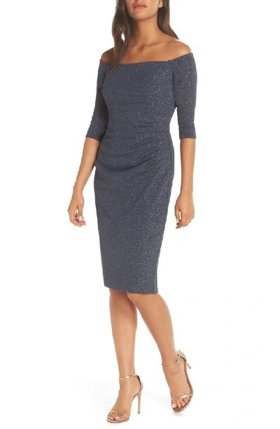 Eliza J Off The Shoulder Sheath Dress In Steel
