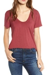 Splendid Deep U-neck Tee In Ruby