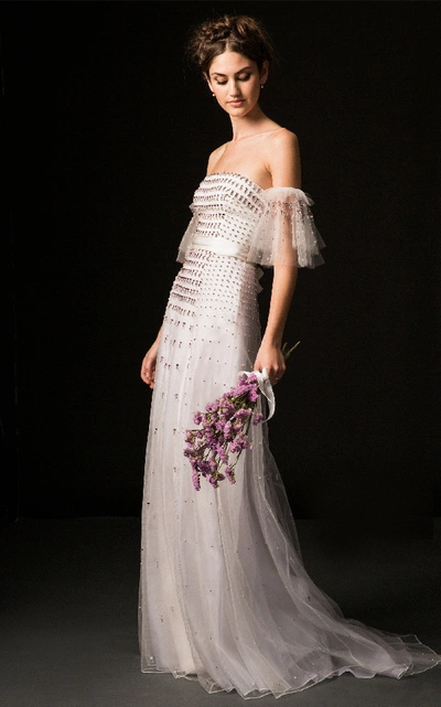 Temperley London Bridal Orelia Off Shoulder Gown With Cascading Jewel  Embroidery In White | ModeSens