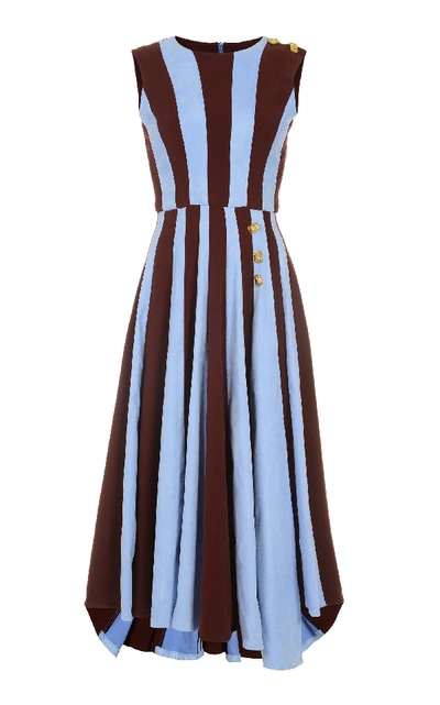 Amal Al Mulla Two Toned Crepe Midi Dress In Stripe