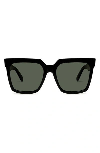 Celine Cl40055i 55mm Polarized Square Sunglasses In Shiny Black/ Smoke