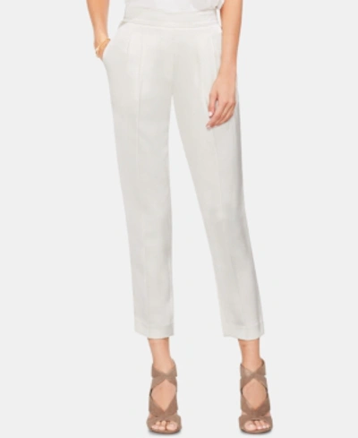 Vince Camuto Slim Leg Front Pleated Pants In Pearl Ivory
