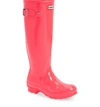 Hunter Original High Gloss Waterproof Boot In Hyper Pink