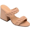 Schutz Elida Braided Leather Chunky-heel Slide Sandals In Honey Beige