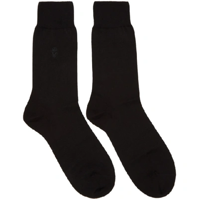 Alexander Mcqueen Black Tonal Skull Socks In 1000 Black