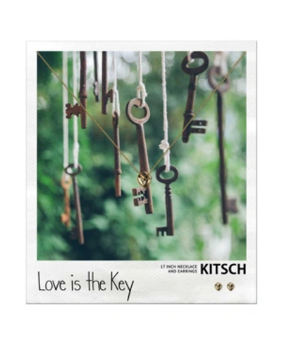 Kitsch Insta Collection Heart Lock Necklace And Earring Box Set In Gold