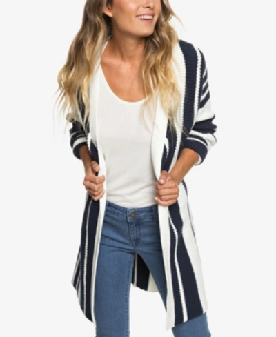 Roxy Morning To Palu Bay Stripe Cardigan In Marshmallow