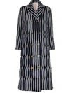 Thom Browne Chenille Banker Stripe Padded Coat - Blue