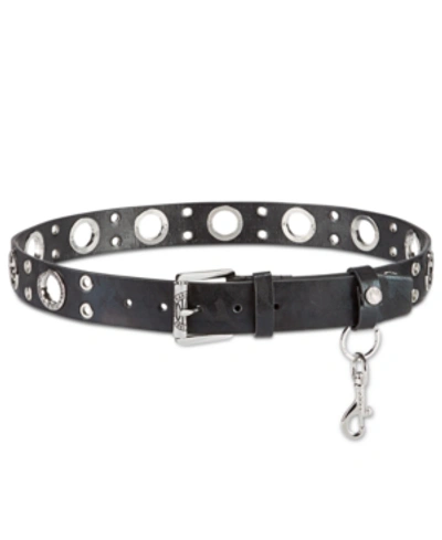 Dkny Grommeted Clip Belt, Created For Macy's In Black/silver