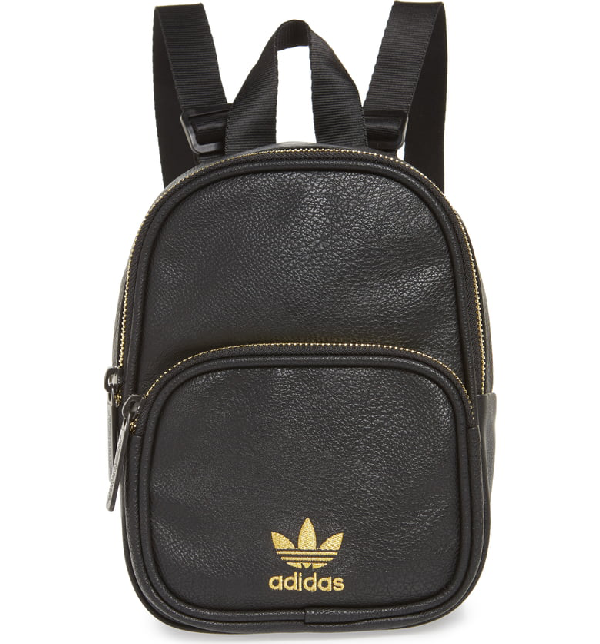Adidas Originals Originals Mini Faux Leather Backpack In Black/Gold | ModeSens