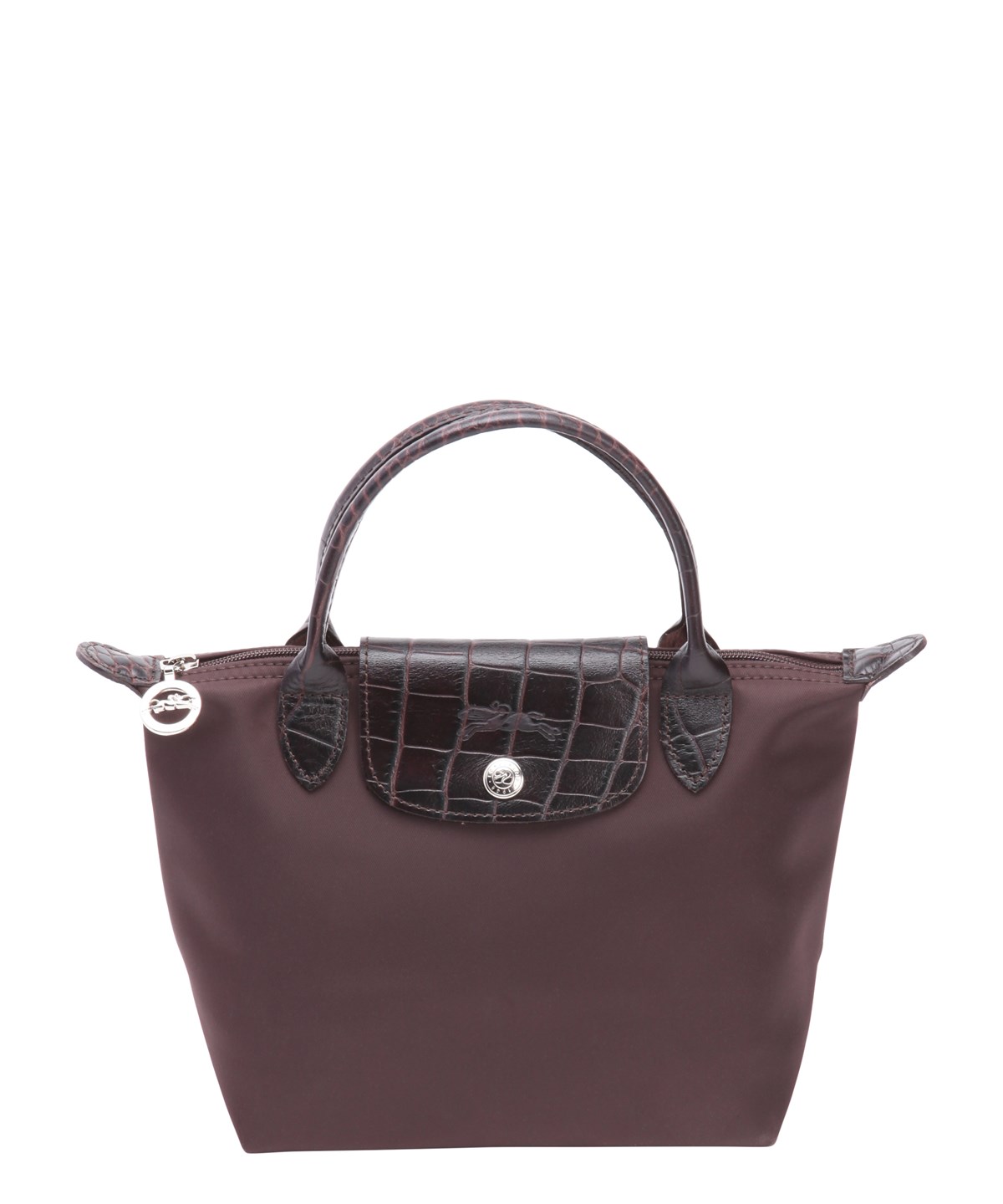 Longchamp Ebony Nylon And Croc-embossed 