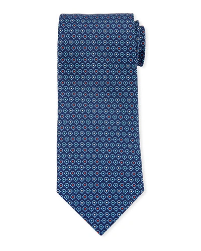 Ferragamo Gancini Dots Silk Classic Tie In Navy