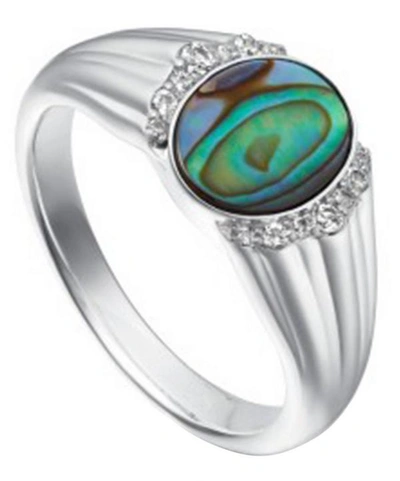Astley Clarke Silver Luna Abalone Sapphire Signet Ring
