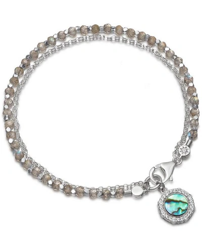 Astley Clarke Silver Luna Abalone Sapphire And Labradorite Biography Bracelet