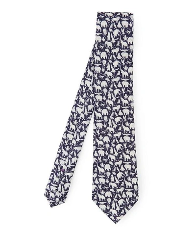 Liberty London Arthurs Ark Printed Silk Tie In Navy