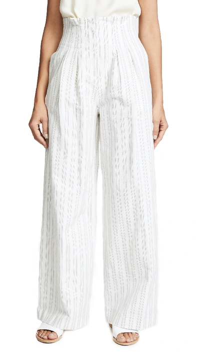 Rebecca Taylor High-waist Striped Wide-leg Pants In White Multi