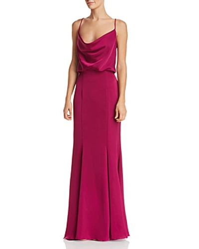 Fame And Partners Theodora Satin Gown In Berry
