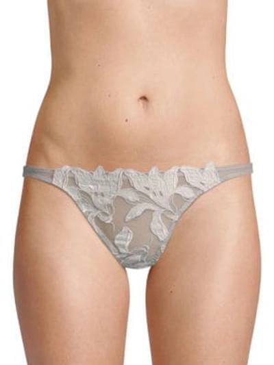 Fleur Du Mal Lily Lace Cheeky Brief In Platinum