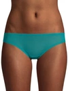 On Gossamer Solid Mesh Bikini Panties In Ocean Depth