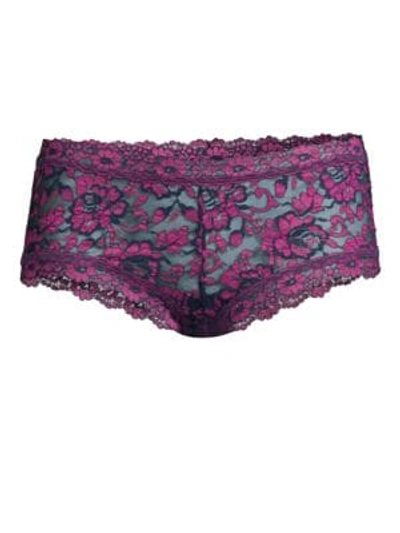 Hanky Panky Lace Boyshorts In Navy Bright Amethyst
