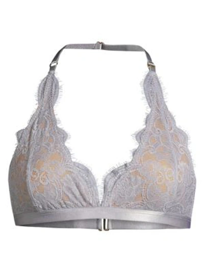 Les Coquines Avril Deep V Lace Bralette In Gris
