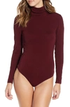 Wolford Colorado Stringbody Turtleneck Bodysuit In Merlot