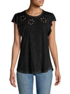 Rebecca Taylor Emilie Embroidered Tee In Black