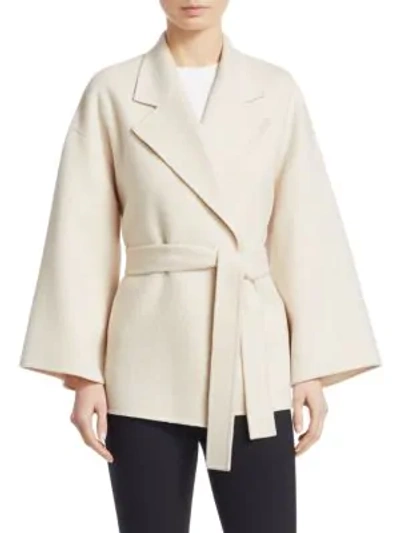 Theory Wool & Cashmere Belted Robe Jacket In Buttercream