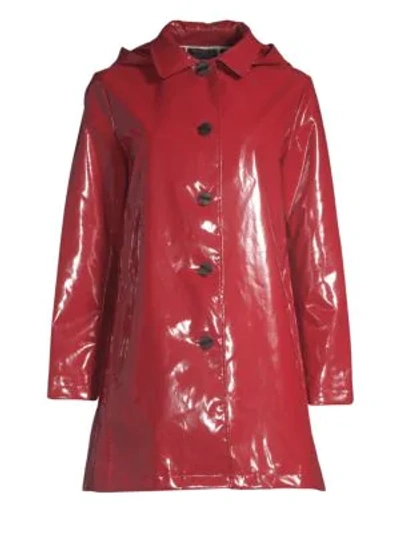 Jane Post Iconic Slicker Raincoat In Chili