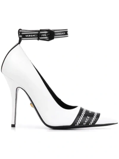 Versace 100 White Leather Pumps