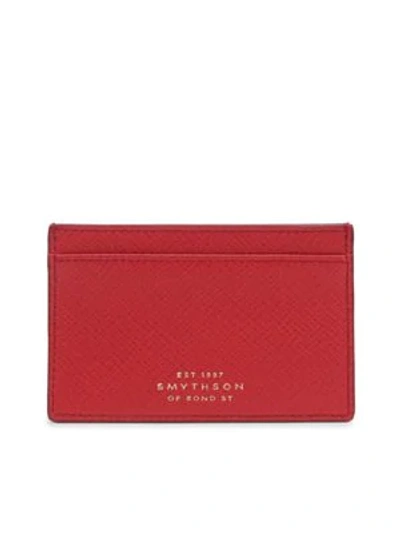 Smythson Panama   Leather Cardcase 771 In Red