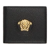 Versace Medusa Leather Wallet In Nero Oro Caldo