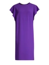 Escada Cascade-ruffle Sleeveless Straight Chemise Dress In Purple