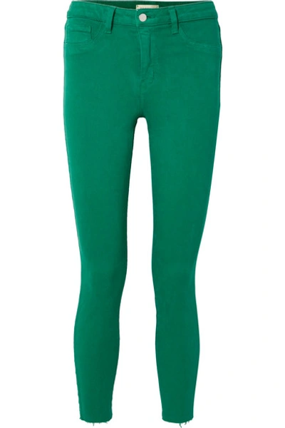 L Agence Margot Cropped High-rise Skinny Jeans In Emerald