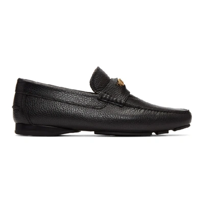 Versace Men's Signature Medusa Textured Leather Loafer In Black