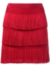 Alberta Ferretti Beaded Layered Skirt In Red