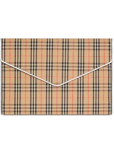 Burberry Large 1983 Check Envelope Pouch In Silver