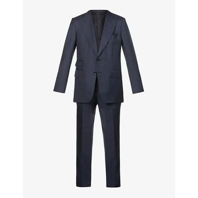 Tom Ford Mens Blue Shelton Slim-fit Wool Suit 38