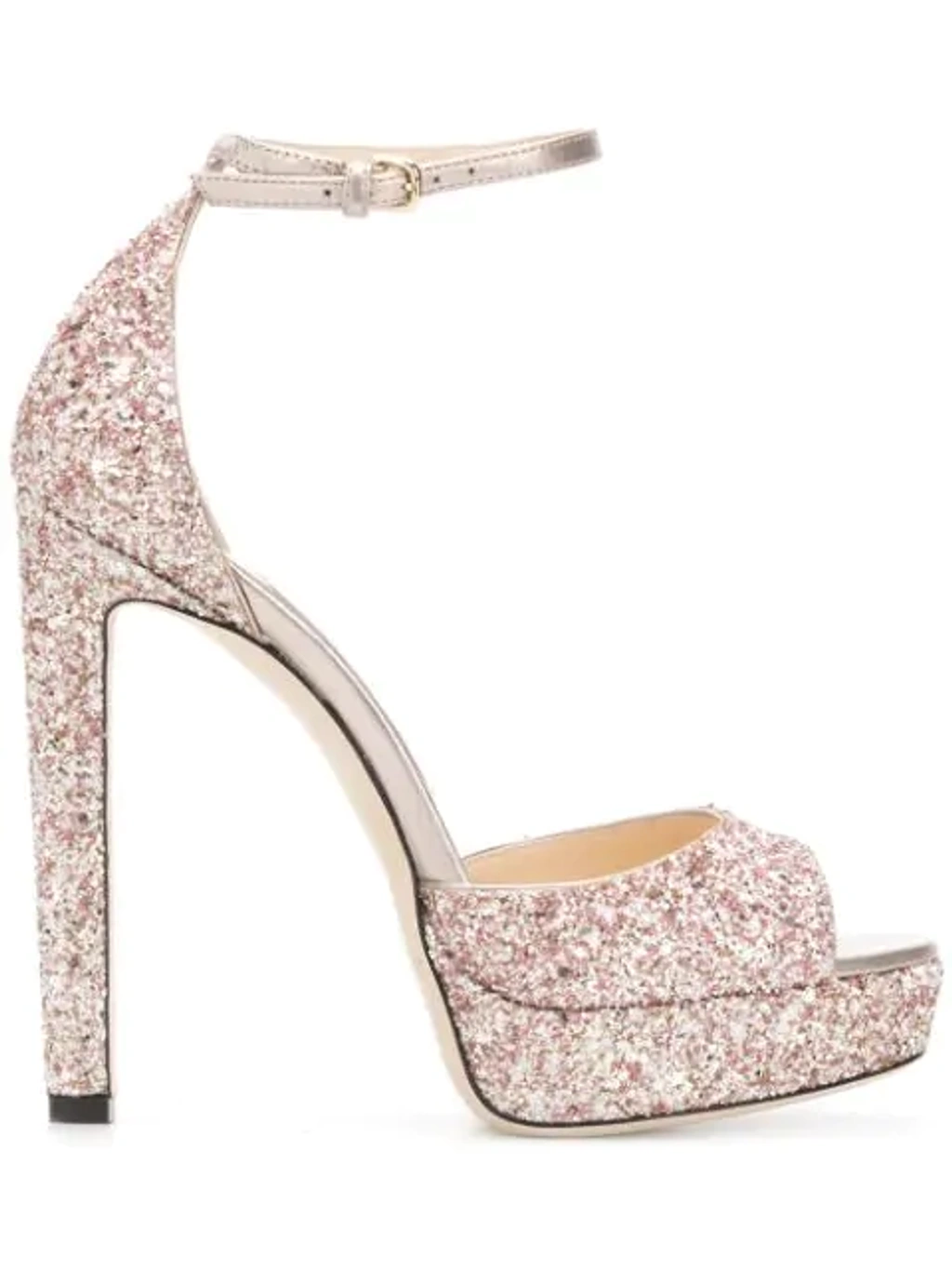 Jimmy Choo Pattie 130 Rosewood Painted Glitter Fabric Open