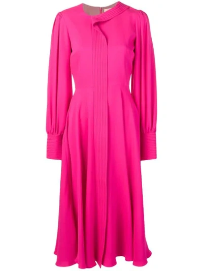 Roksanda Adyn Quilted-panel Silk-crepe Midi Dress In Pink