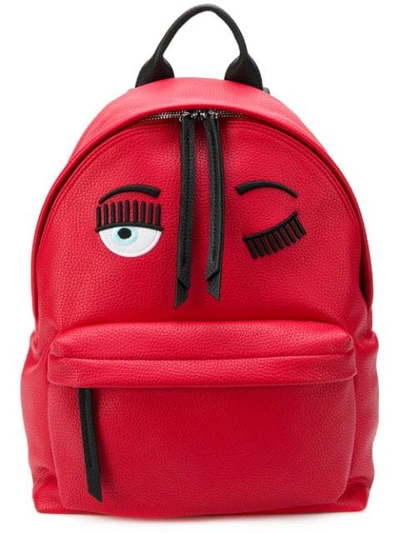 Chiara Ferragni Flirting Eye Faux-leather Small Backpack In Red
