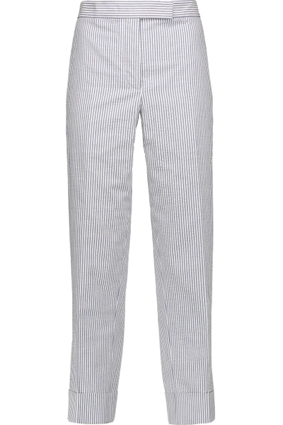 Thom Browne Striped Cotton-seersucker Straight-leg Pants | ModeSens