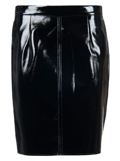 Armani Collezioni Seamed Patent Pencil Skirt In Black