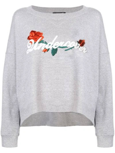Undercover Embroidered Curved Hem Sweatshirt In Grey