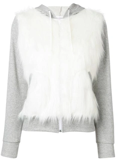 Comme Des Garcons Girl Comme Girl Fur Detail Hoodie In Grey White
