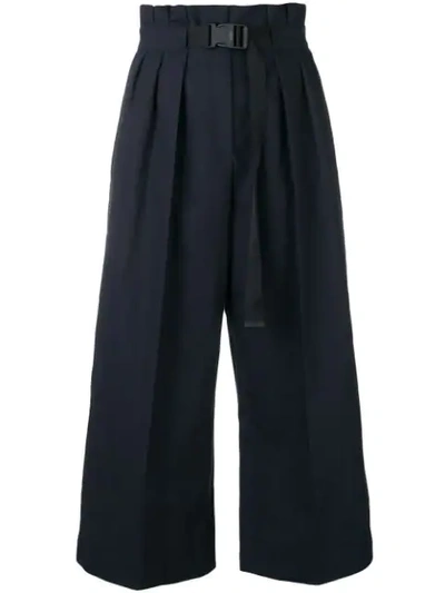 Kenzo Flared Cropped Trousers In Navy Blue